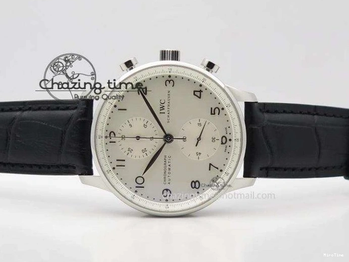 MIROTIME 0401 Casual Portuguese IW371405 ZF 1:1 Best Edition SS White Dial Silver Markers On Black Leather Strap A 7305